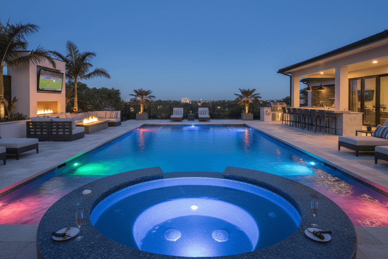 Pool with Hot Tub